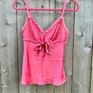 j crew pink silk tank with tie detail
